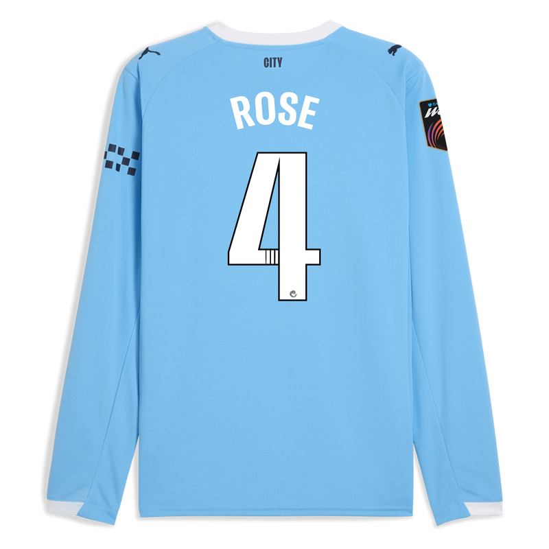 Man City Home Jersey 2025/26 Long Sleeve With ROSE 4 Printing  blue - Size S from polyester for males  - Official Manchester City FC store